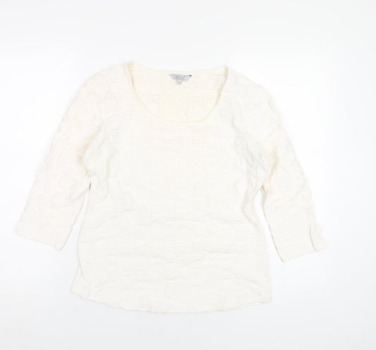 Per Una Womens Ivory Polyester Basic T-Shirt Size 12 Scoop Neck