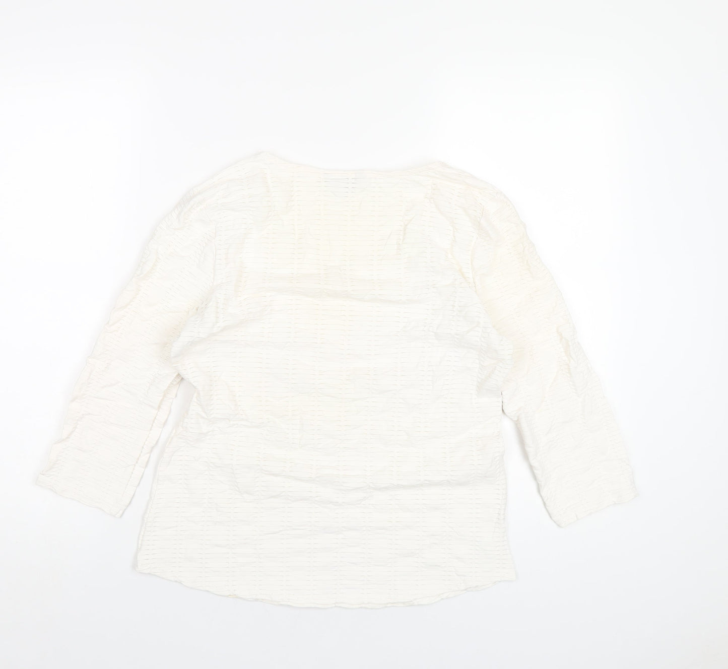 Per Una Womens Ivory Polyester Basic T-Shirt Size 12 Scoop Neck