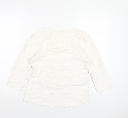 Per Una Womens Ivory Polyester Basic T-Shirt Size 12 Scoop Neck
