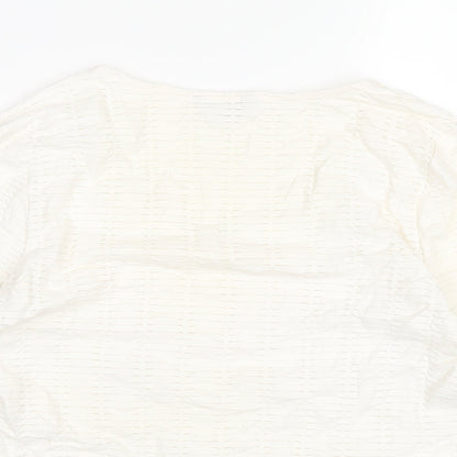 Per Una Womens Ivory Polyester Basic T-Shirt Size 12 Scoop Neck