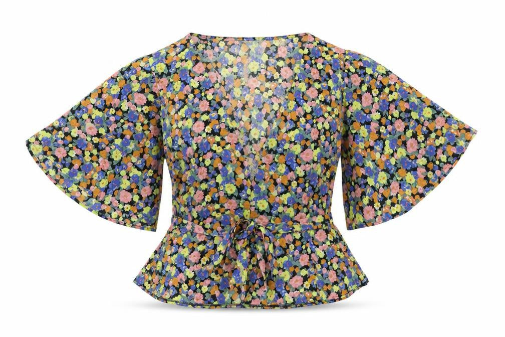ASOS Womens Multicoloured Floral Polyester Basic Blouse Size 12 V-Neck
