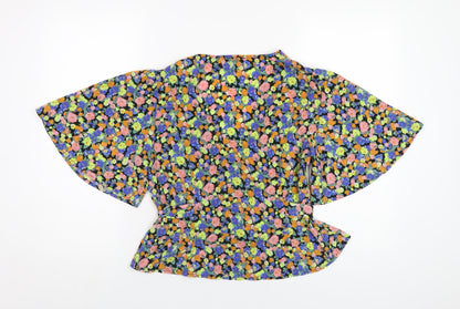 Back view of ASOS women’s multicoloured floral polyester basic blouse, size UK 12, v-neck