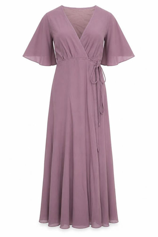 Boohoo Womens Purple Polyester Wrap Dress Size 10 V-Neck Tie