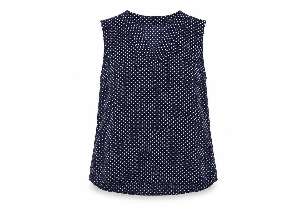 Jessica Graaf Womens Blue Polka Dot Polyester Basic Tank Size L V-Neck