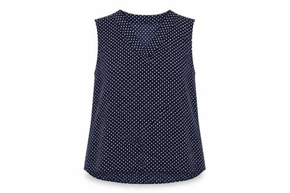 Jessica Graaf Womens Blue Polka Dot Polyester Basic Tank Size L V-Neck