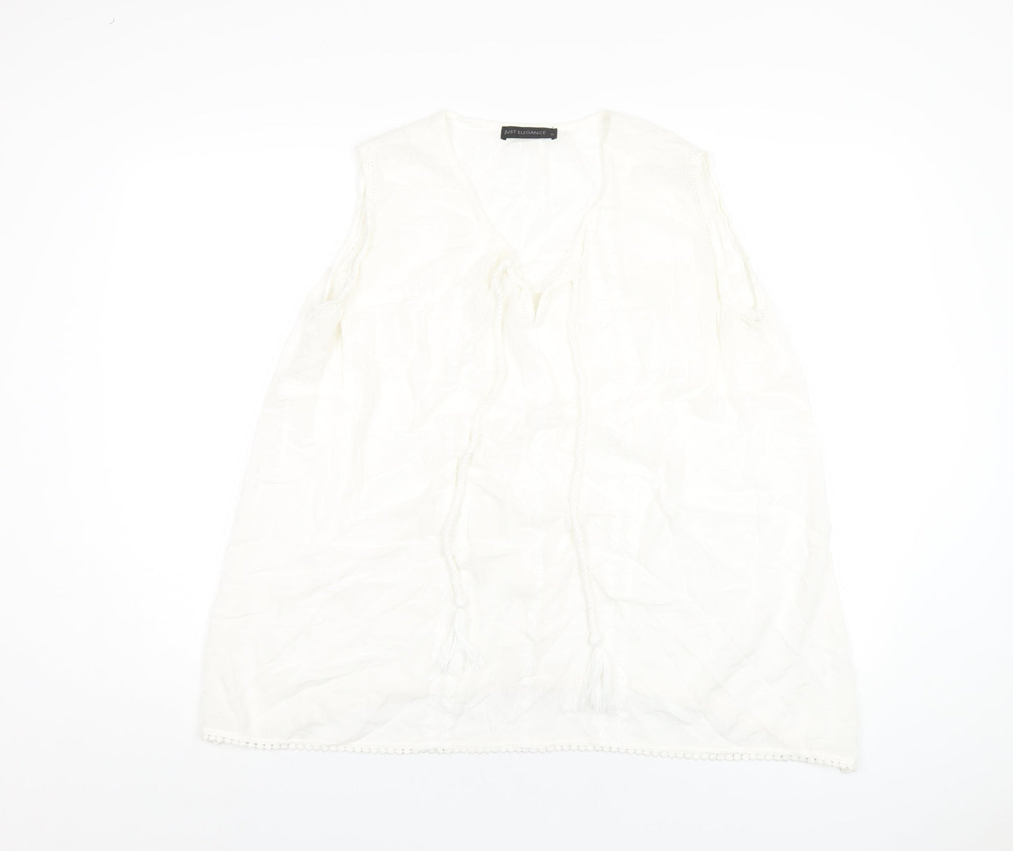 Just Elegance Womens White Viscose Basic Tank Size 16 V-Neck