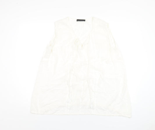 Just Elegance Womens White Viscose Basic Tank Size 16 V-Neck