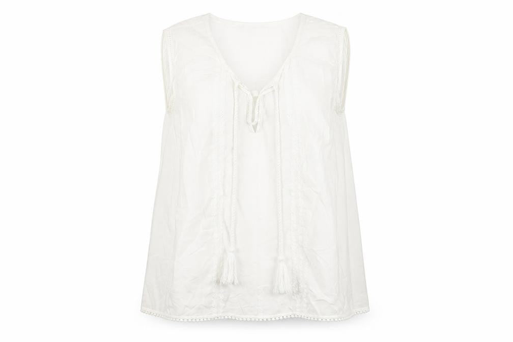 Just Elegance Womens White Viscose Basic Tank Size 16 V-Neck