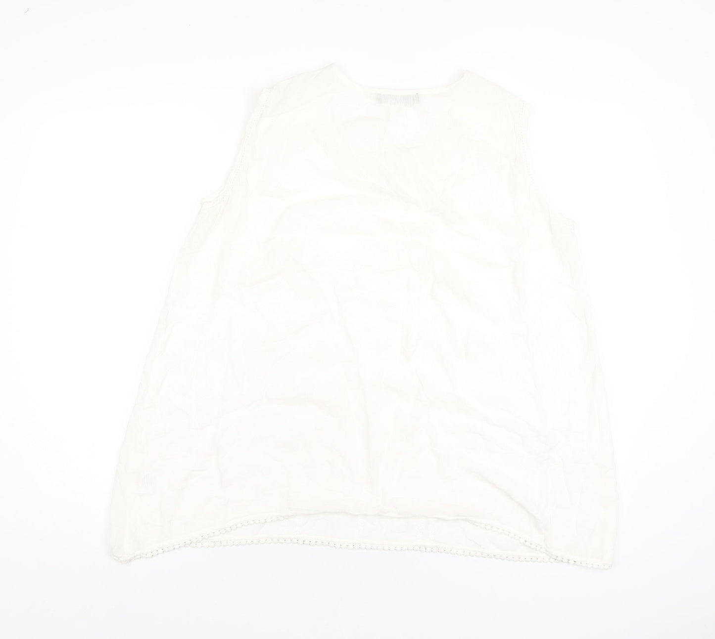 Just Elegance Womens White Viscose Basic Tank Size 16 V-Neck