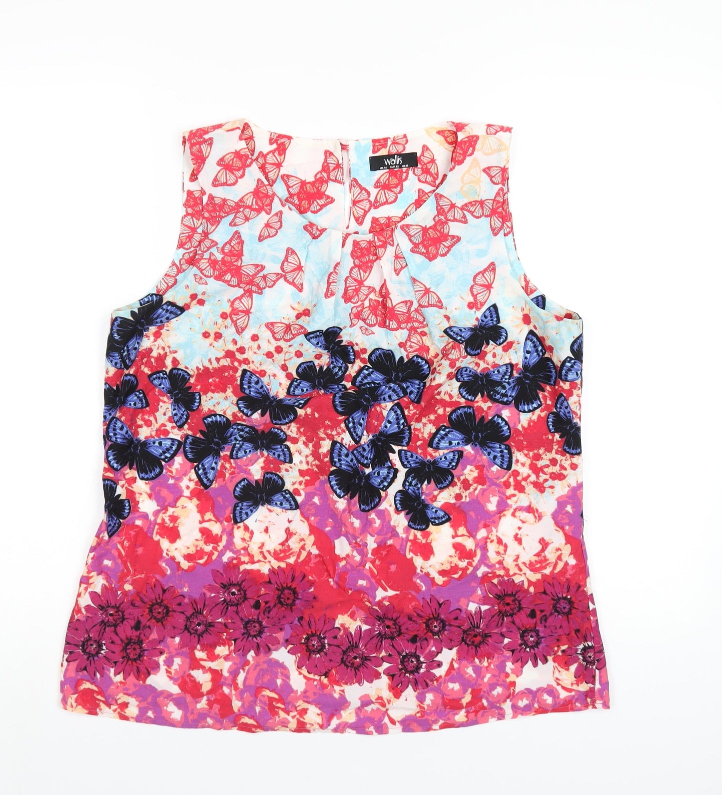 Wallis Womens Multicoloured Geometric Polyester Basic Tank Size 14 Round Neck