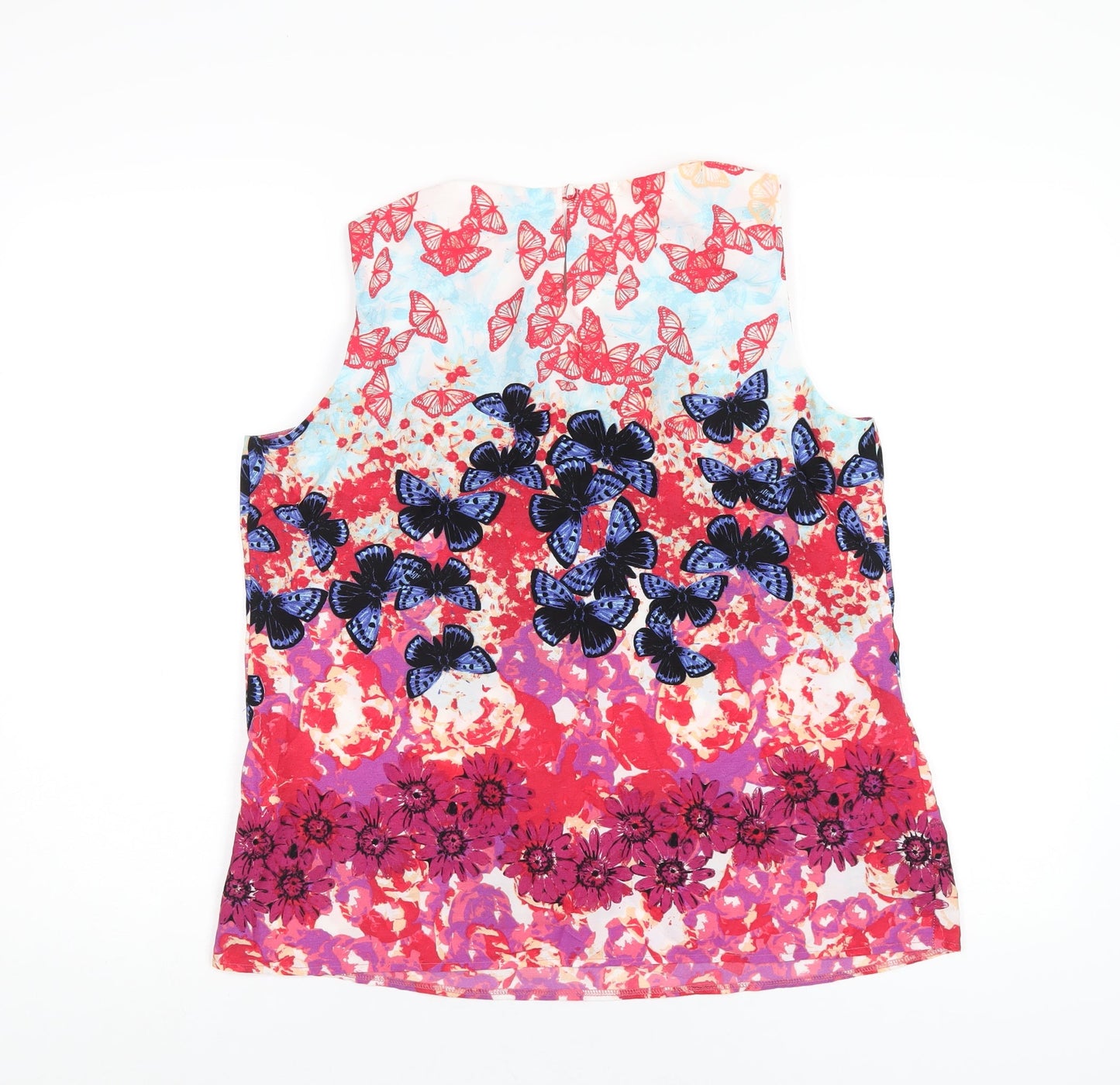 Wallis Womens Multicoloured Geometric Polyester Basic Tank Size 14 Round Neck