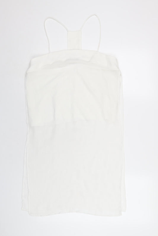 Zara Womens White Polyester Camisole T-Shirt Size L Square Neck
