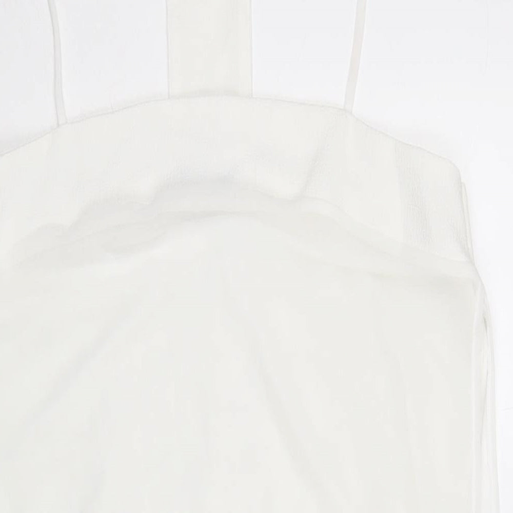 Zara Womens White Polyester Camisole T-Shirt Size L Square Neck