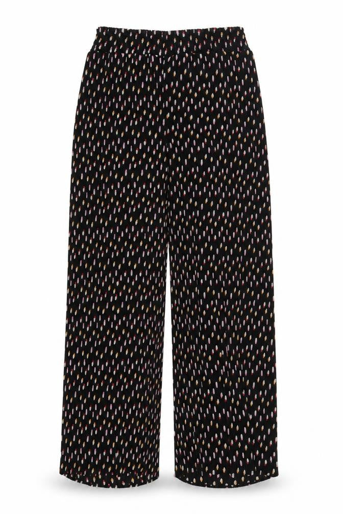 Simply Be Womens Black Geometric Polyester Trousers Size 14 L32 in Regular
