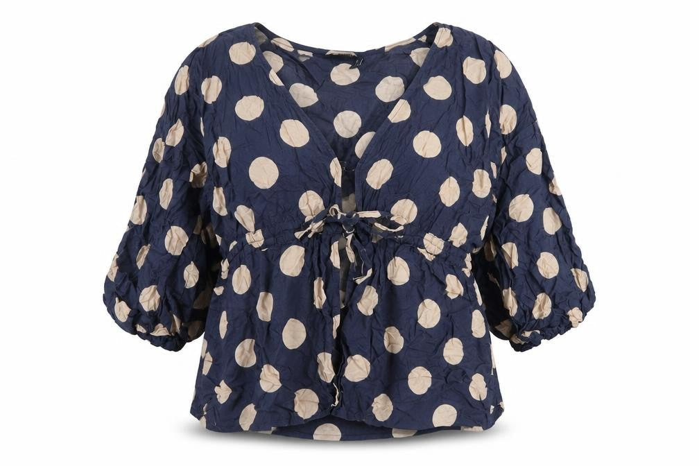 ASOS Womens Blue Polka Dot Cotton Basic T-Shirt Size 16 V-Neck