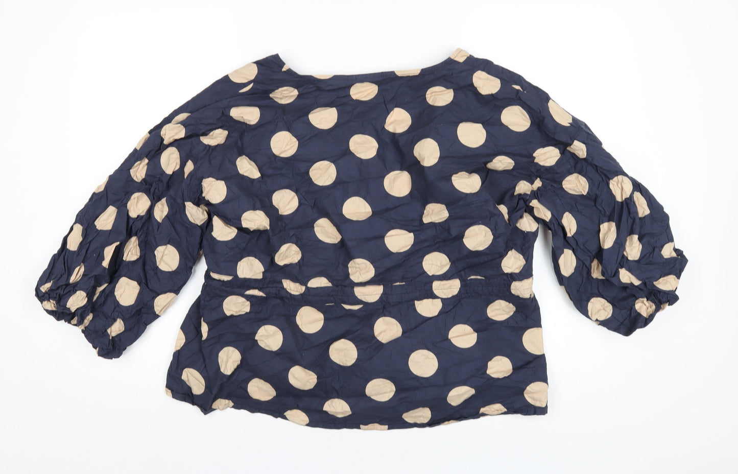 ASOS Womens Blue Polka Dot Cotton Basic T-Shirt Size 16 V-Neck