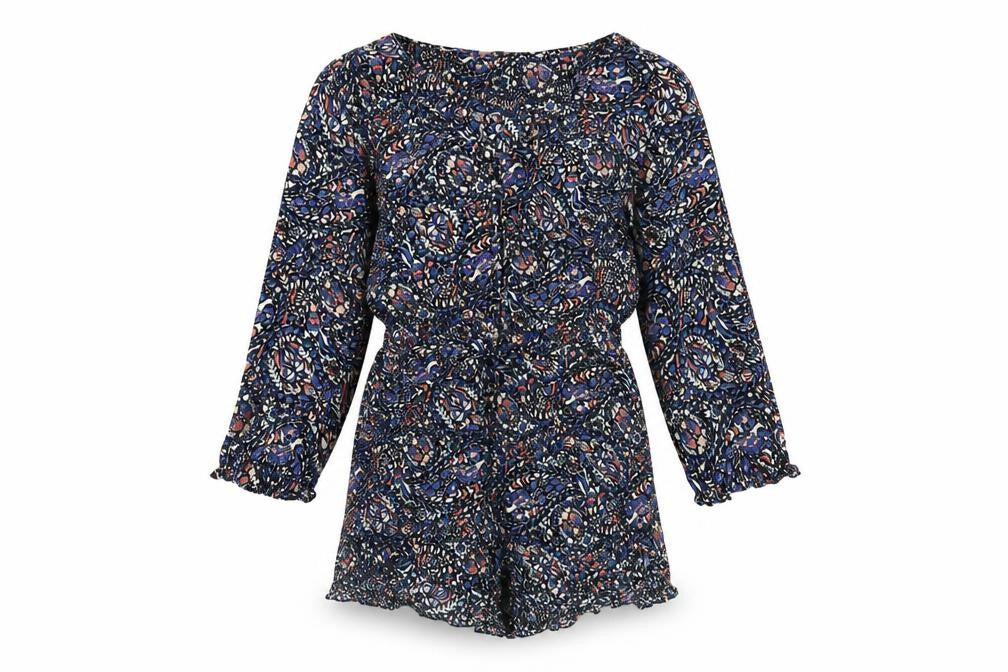 Black Swan Womens Multicoloured Geometric Viscose Playsuit One-Piece Size L Pullover