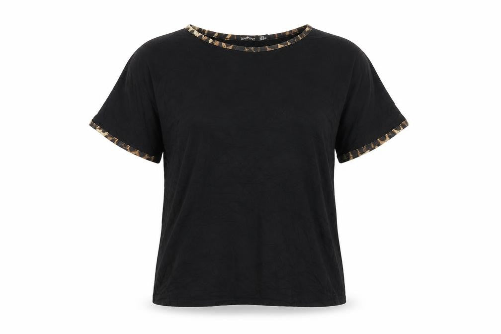 Boohoo Womens Black Viscose Basic T-Shirt Size 14 Round Neck