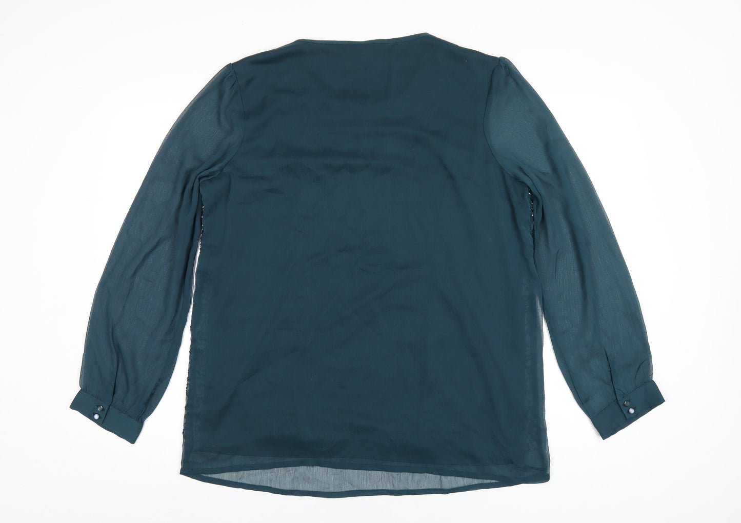 Cotton Traders Womens Green Polyester Basic Polo Size 16 Round Neck - Beaded