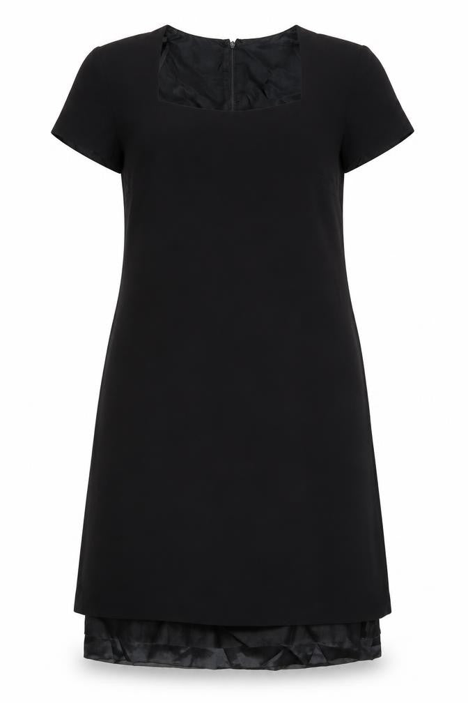 Liz Claiborne Womens Black Polyester A-Line Size 12 Square Neck Zip