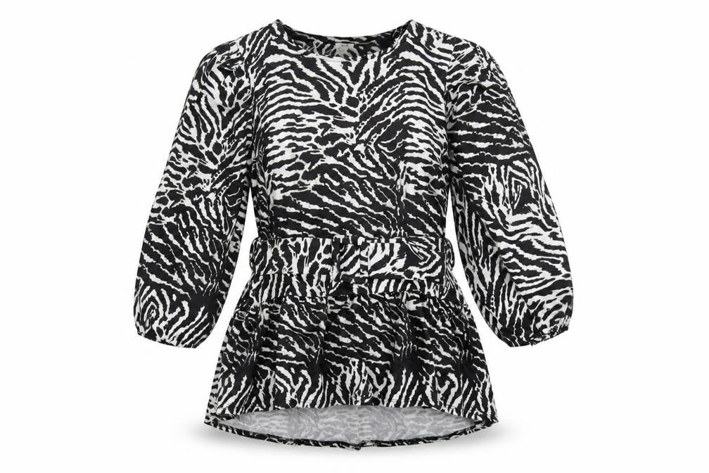 River Island Womens Black Animal Print Polyester Basic T-Shirt Size 10 Round Neck