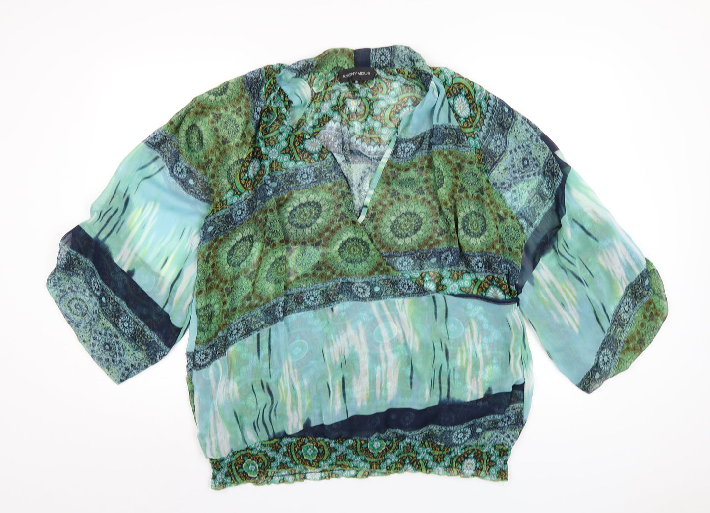 Anonymous Womens Multicoloured Geometric Polyester Basic Blouse Size 16 V-Neck