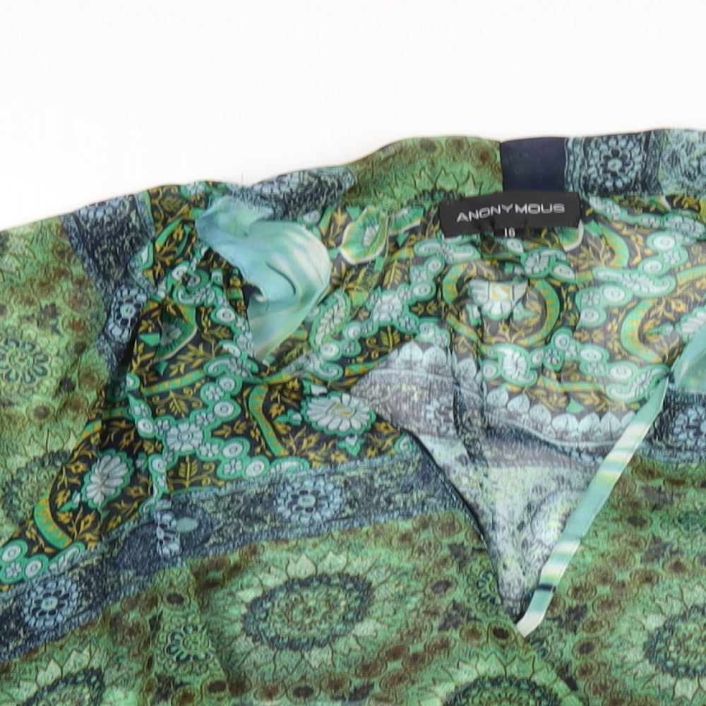 Anonymous Womens Multicoloured Geometric Polyester Basic Blouse Size 16 V-Neck