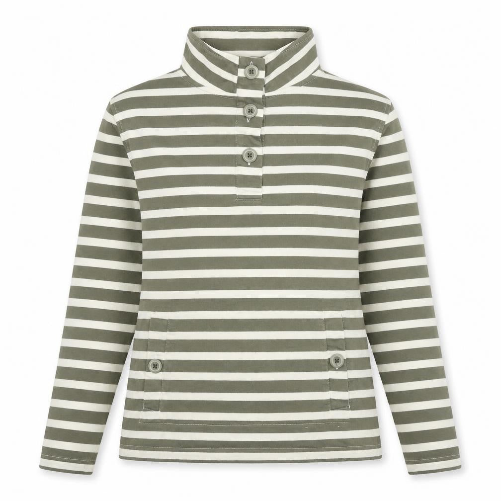 Cotton Traders Womens Green Striped Cotton Pullover Sweatshirt Size 10 Pullover - Size 10-12