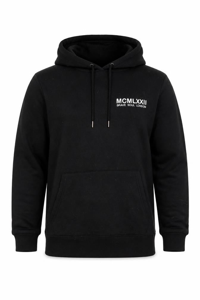 Brave Soul Mens Black Polyester Pullover Hoodie Size S - Logo