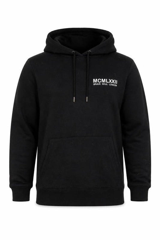 Brave Soul Mens Black Polyester Pullover Hoodie Size S - Logo