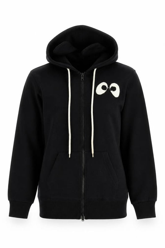Mini Cream Womens Black Cotton Full Zip Hoodie Size S Pullover - Eyes Goodbye