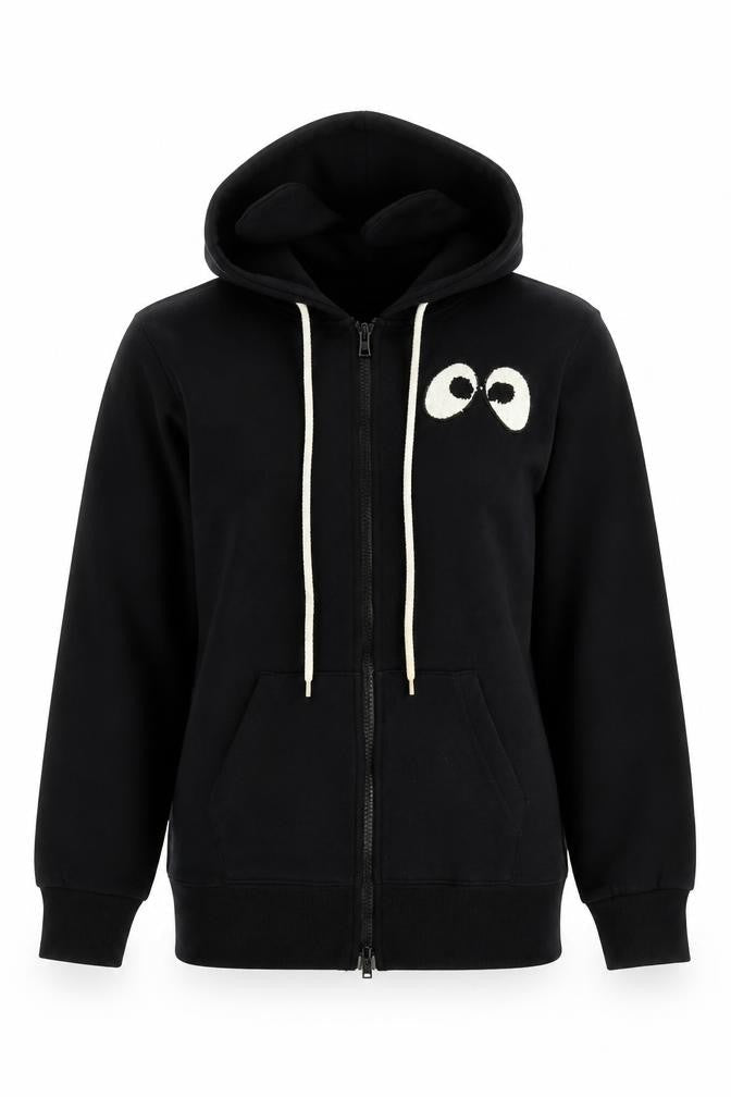 Mini Cream Womens Black Cotton Full Zip Hoodie Size S Pullover - Eyes Goodbye