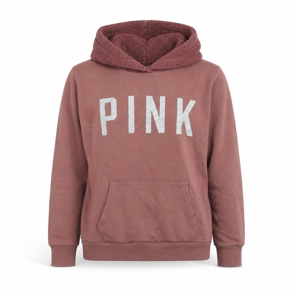PINK Womens Brown Cotton Pullover Hoodie Size M Pullover - Logo