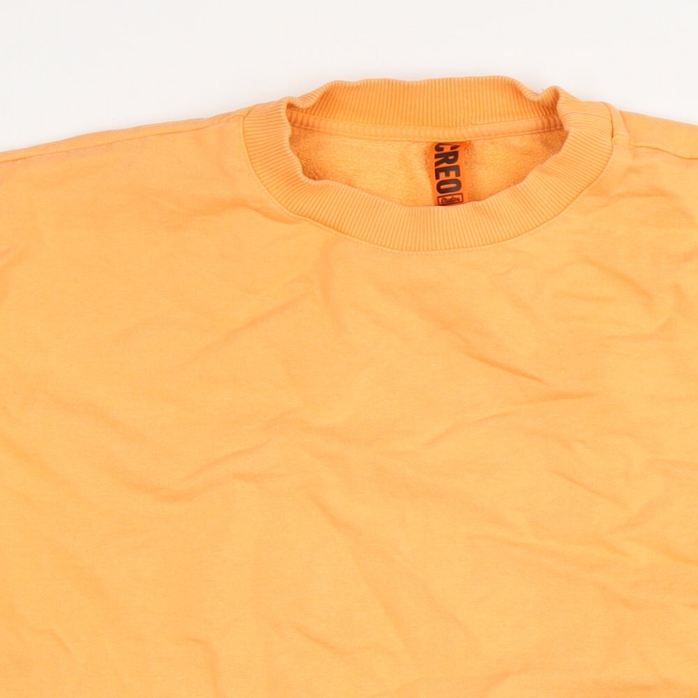 Creo Studios Mens Orange Cotton Pullover Sweatshirt Size M