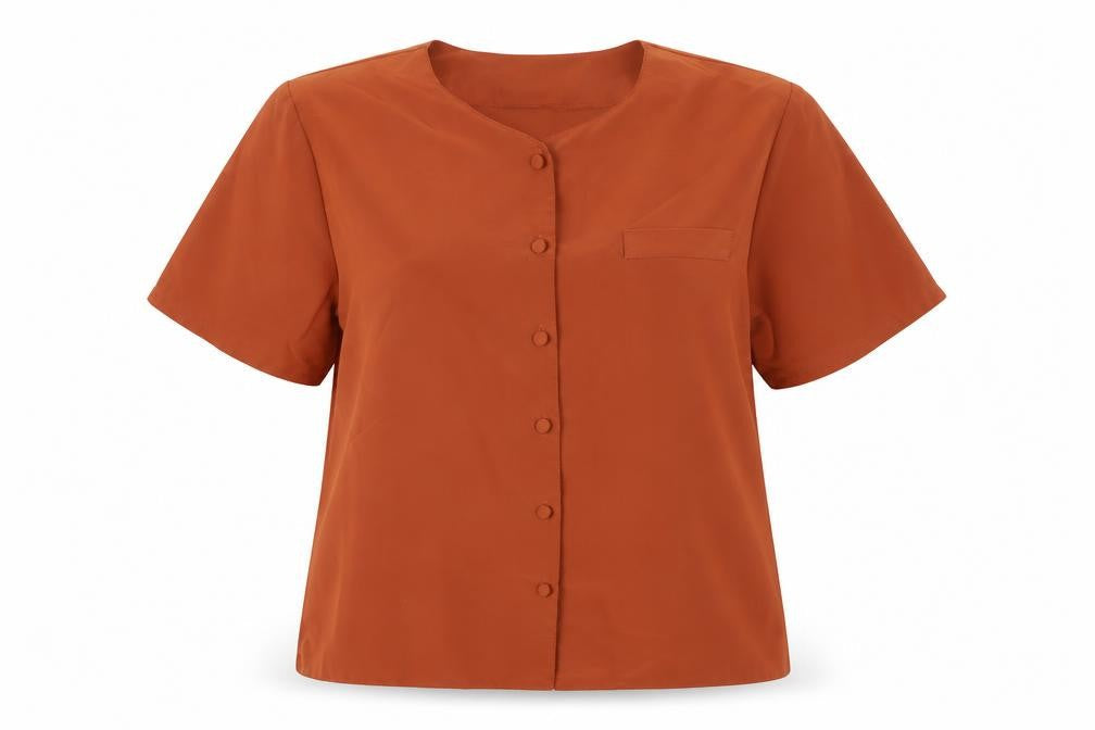 Debemhams Womens Brown Polycarbamide Tunic Blouse Size 14 Boat Neck
