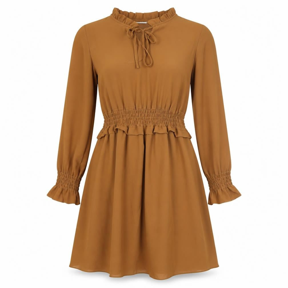 Made in Italy Womens Brown Polyester A-Line Size 12 V-Neck
