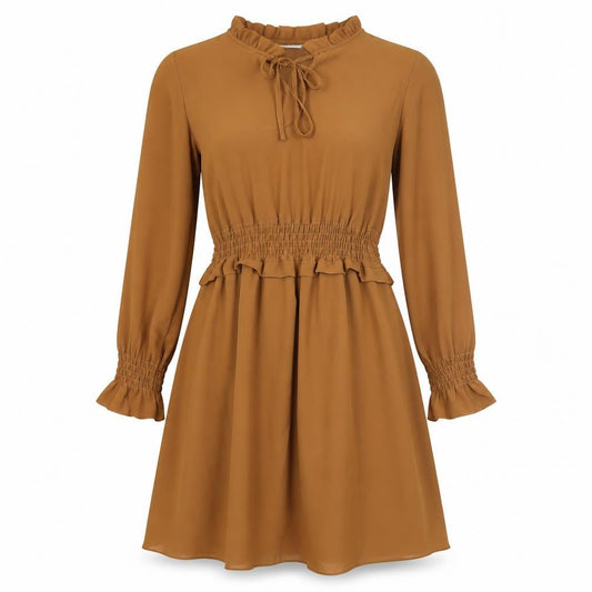 Made in Italy Womens Brown Polyester A-Line Size 12 V-Neck
