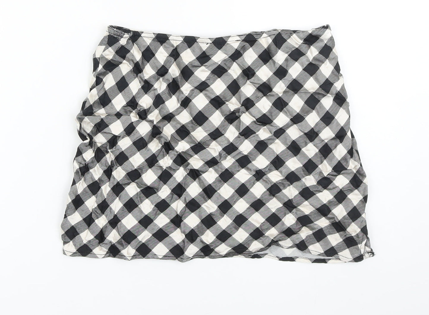 Topshop Womens Ivory Check Viscose Mini Skirt Size 8 - Elasticated waist
