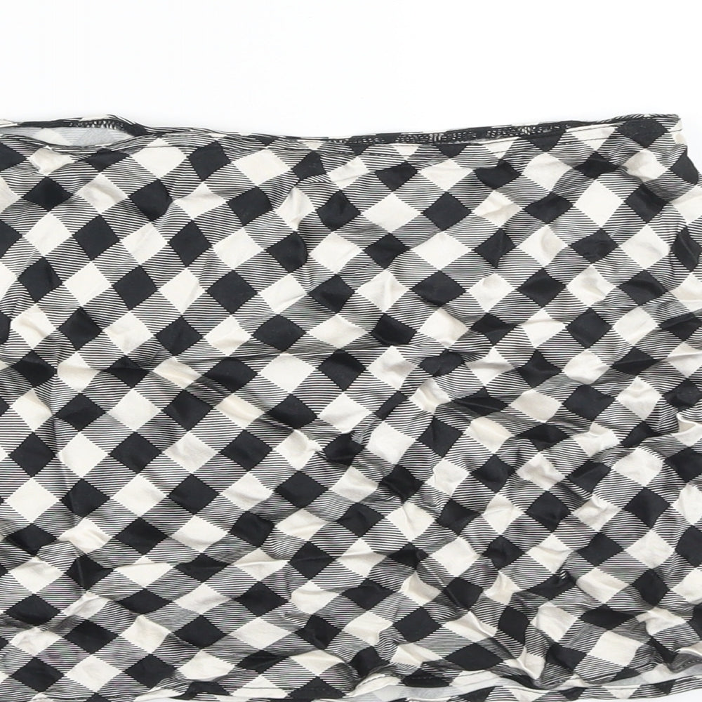 Topshop Womens Ivory Check Viscose Mini Skirt Size 8 - Elasticated waist