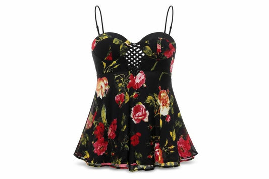 New Look Womens Multicoloured Floral Polyester Camisole Blouse Size 10 Sweetheart
