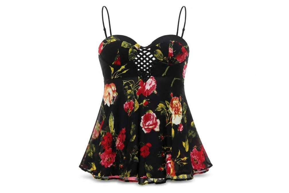 New Look Womens Multicoloured Floral Polyester Camisole Blouse Size 10 Sweetheart
