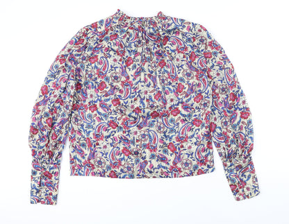 Mango Womens Multicoloured Floral Polyester Tunic Blouse Size S Collared