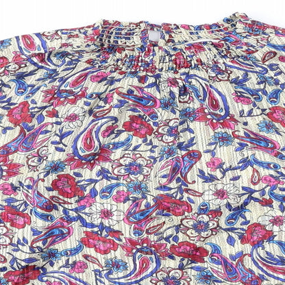 Mango Womens Multicoloured Floral Polyester Tunic Blouse Size S Collared
