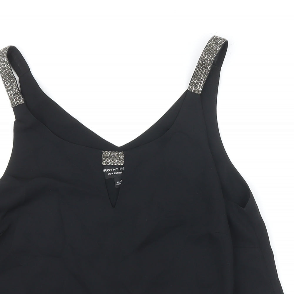 Dorothy Perkins Womens Black Polyester Camisole Blouse Size 8 Boat Neck