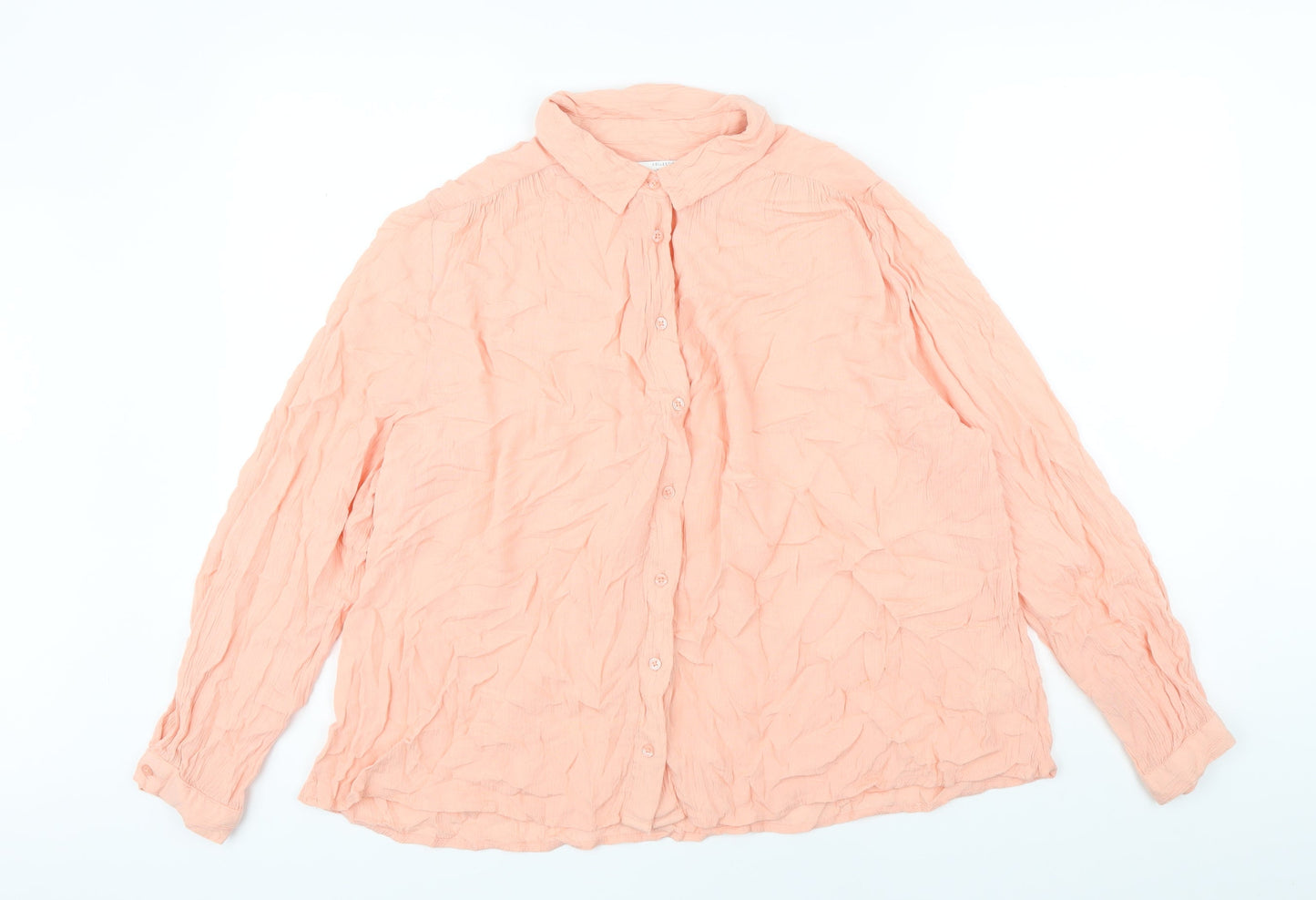 Weekend Collection Womens Orange Viscose Basic Blouse Size 12 Collared