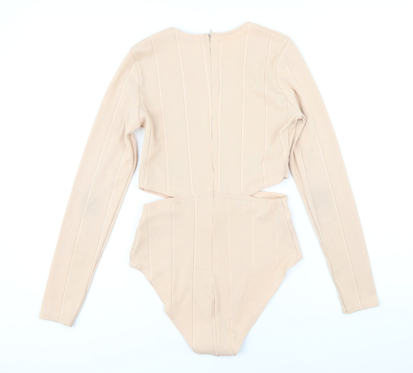 Edge Womens Beige Polyester Bodysuit One-Piece Size 10 Snap