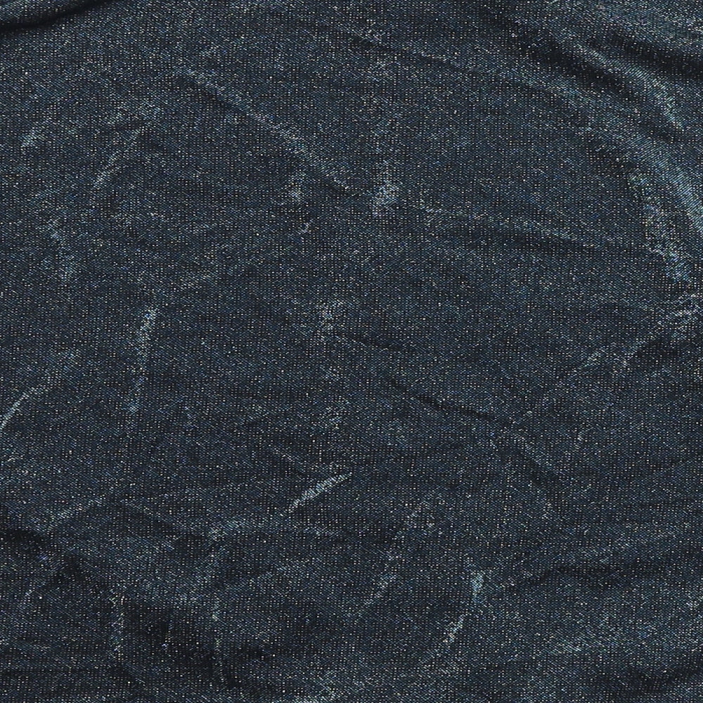 Principles Womens Blue Polyester Blend Ringer Blouse Size 14 Boat Neck - Glitter effect fabric