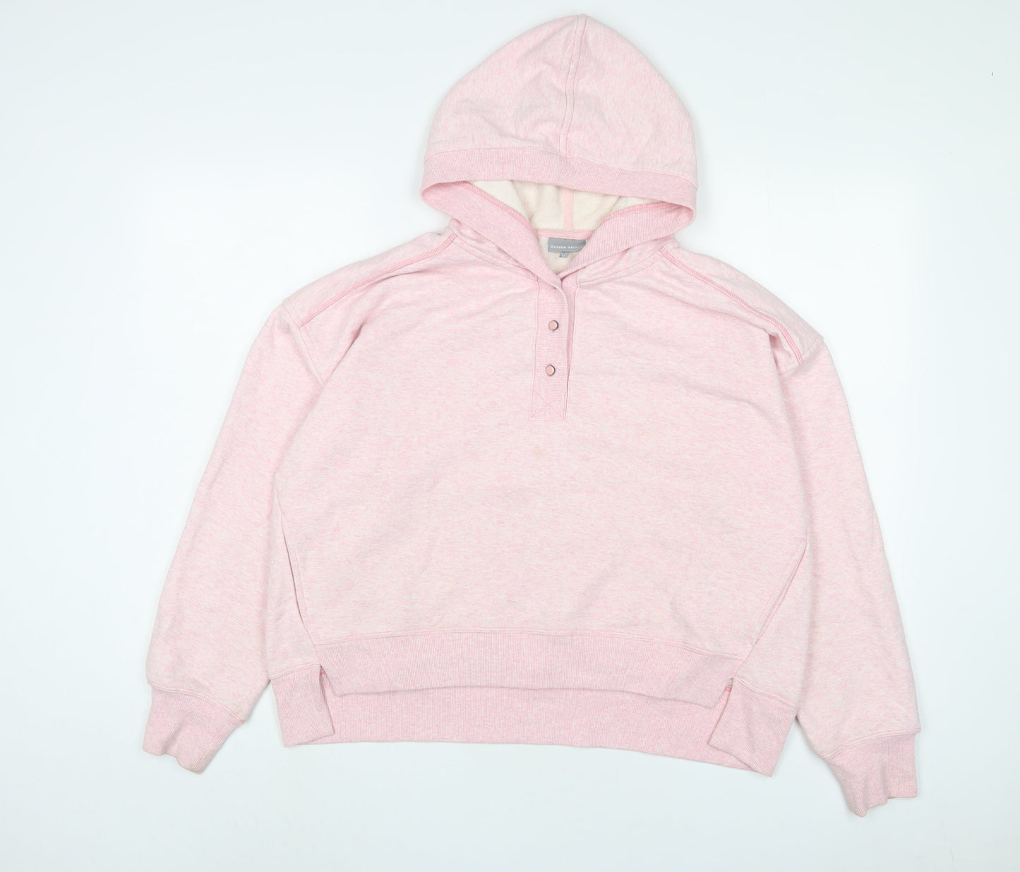 Oliver Bonas Womens Pink Cotton Pullover Hoodie Size 10 Pullover