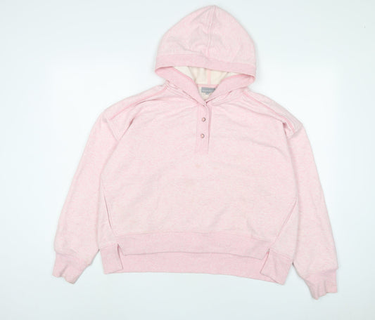 Oliver Bonas Womens Pink Cotton Pullover Hoodie Size 10 Pullover