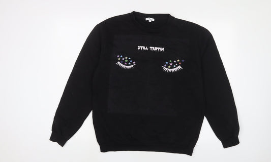 RAD. Womens Black Cotton Pullover Sweatshirt Size L Pullover